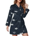 thumbnail image 1 of Stamped Star Night Robe Long Sleeve V Neck Robe With Belt Women's Sleepwear Dresses, 1 of 9