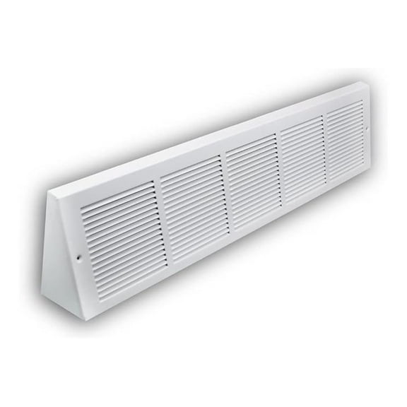 Stamped Steel Baseboard Grill 30x6 - White Triangular Register - 3.5" Deep - 1-Way Louvers - HVAC Vent Cover - Wall Mounted Air Diffuser
