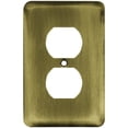 thumbnail image 1 of Stamped Steel Round Single Duplex Outlet Wall Plate - Antique Brass - 1 Pack, 1 of 1