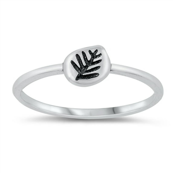 Stamped Tiny Leaf Nature Plant Ring .925 Sterling Silver Band Jewelry Female Male Unisex Size 4