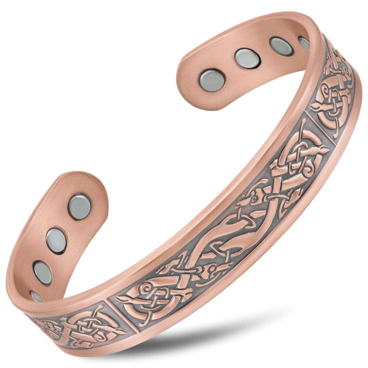 AzureBella Jewelry Therapy Magnetic Copper Cuff Bracelet with Two Tone Rope Design 10mm Wide AzureBella Jewelry Therapy Magnetic Copper Cuff Bracelet with Two Tone Rope Design 10mm Wide
