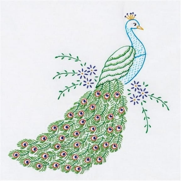 Stamped White Quilt Blocks, 18" x 18", 6pk, Peacock