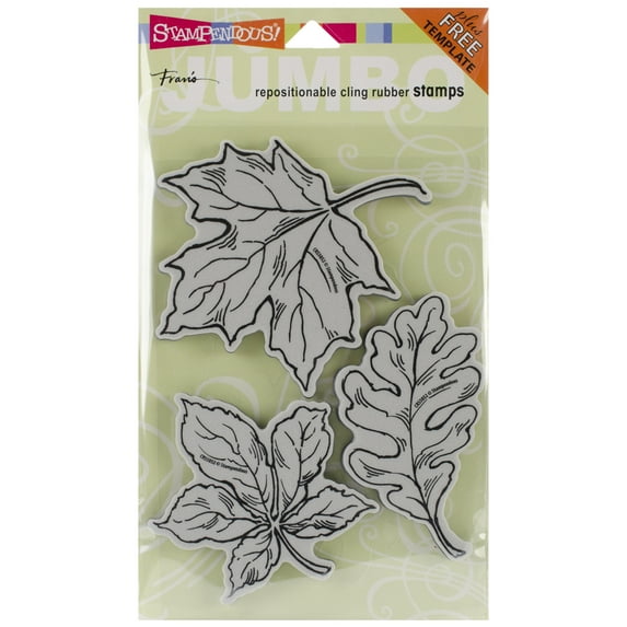 Stampendous Halloween Jumbo Cling Rubber Stamp-Leaves