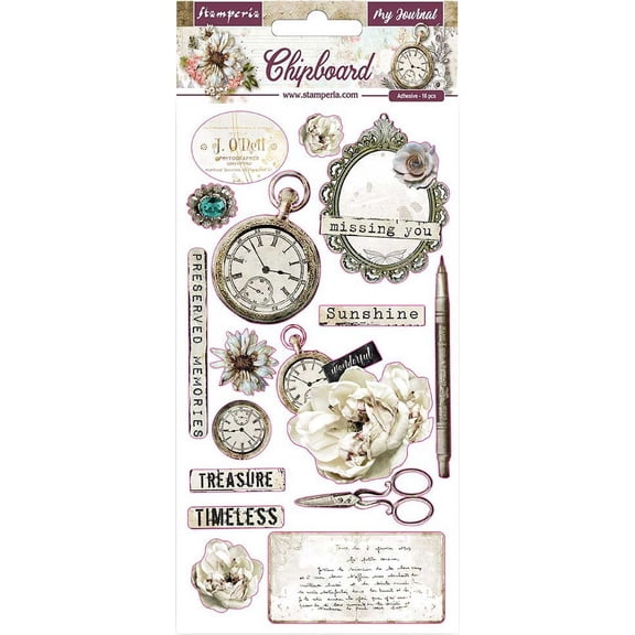 Stamperia Adhesive Chipboard 6"X12"-Journal, Romantic