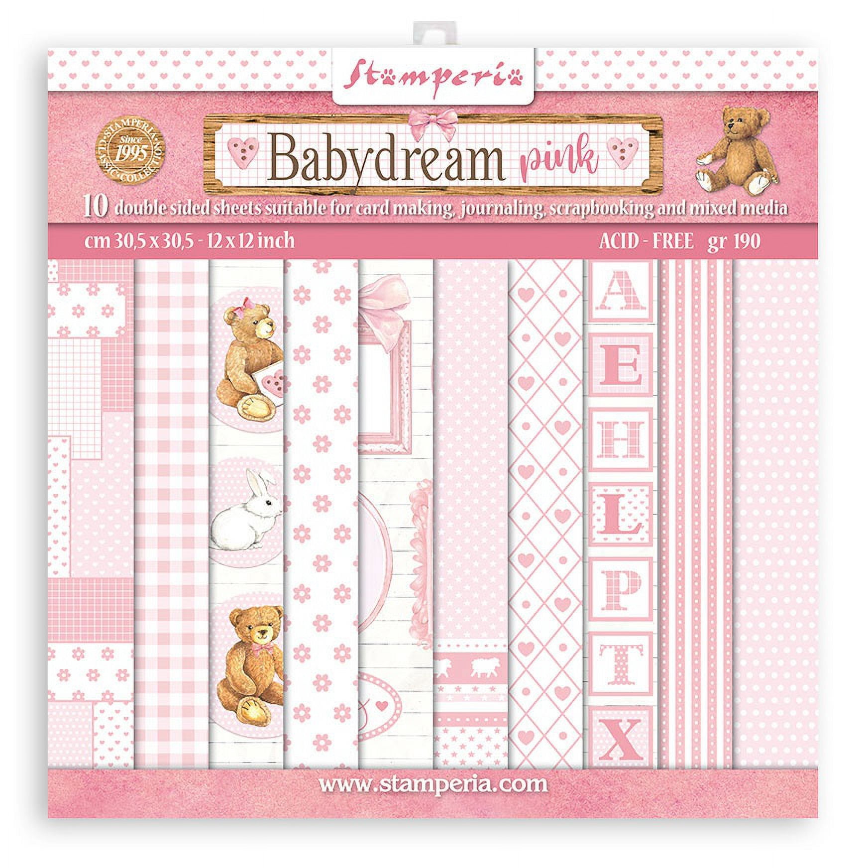 Stamperia Backgrounds Double-Sided Paper Pad 12"X12" 10/Pkg-Baby Dream Pink, Day Dream