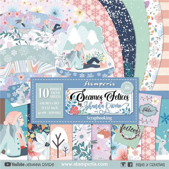 Stamperia Double-Sided Paper Pad 12"X12" 10/Pkg-Johanna Rivero Seamos Felices