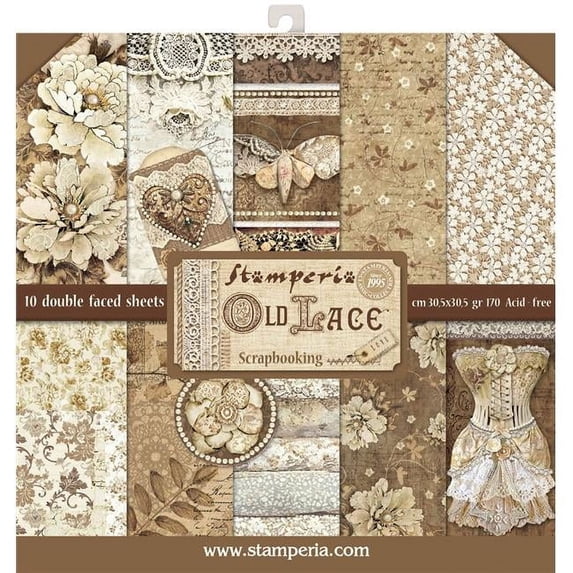 Stamperia Double-Sided Paper Pad 12"X12" 10/Pkg-Old Lace, 10 Designs/1 Each