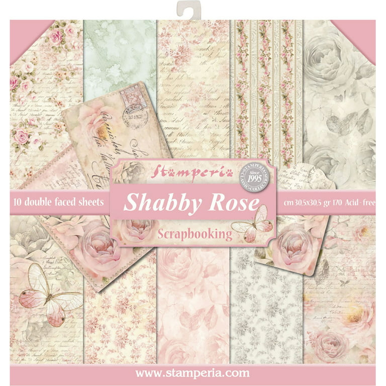 Stamperia Double-Sided Paper Pad 12x12 10/Pkg-Shabby Rose, 10 Designs/1 Each