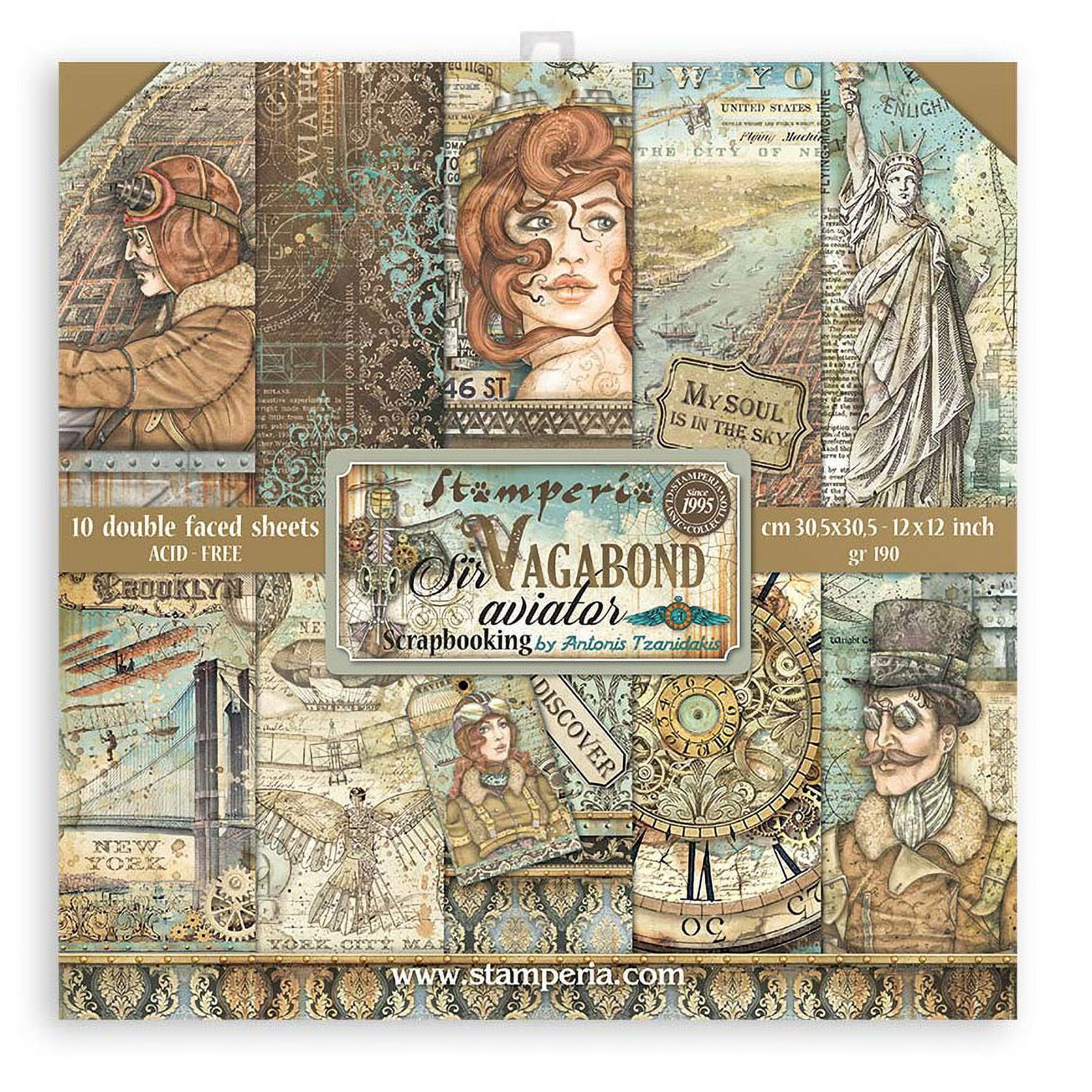 Stamperia Double-Sided Paper Pad 12"X12" 10/Pkg-Sir Vagabond Aviator, 10 Designs/1 Each