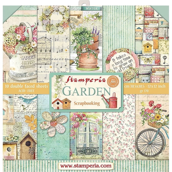 Stamperia Double-Sided Paper Pad 12"X12" 10/Pkg-Garden, 10 Designs/1 Each
