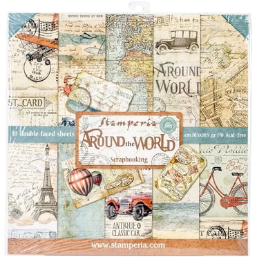 Stamperia Voyages Fantastiques Double-Sided Scrapbook Paper - 12"x12" Pack Of 10, Acid Free For Card Making & Crafts