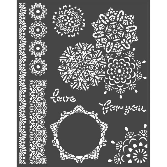 Stamperia Stencil 7.87"X9.84"-Laces, Passion