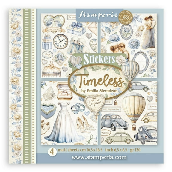 Stamperia Stickers 6.5"X6.5" 4/Pkg-Timeless