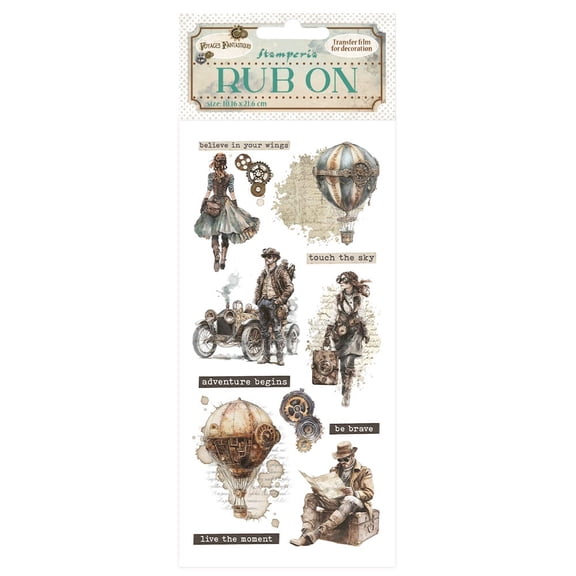 Stamperia Voyages Fantastiques Rub-On 4"X8.5"-Explorers
