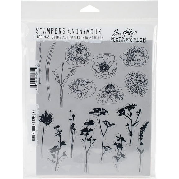 Stampers Anonymous CMS-LG-269 Mini Bouquet - Tim Holtz Cling Rubber Stamp
