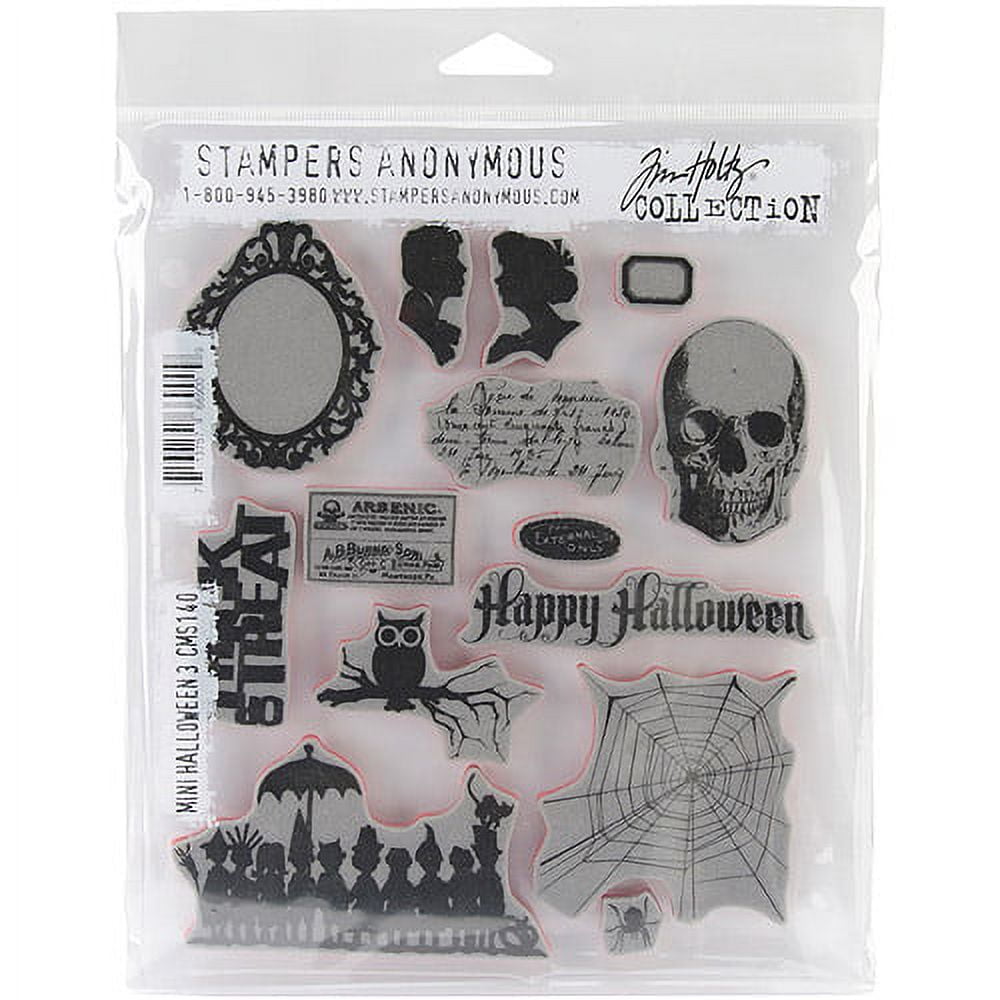 Tim Holtz 7 x 8.5 Halloween Snarky Cat Red Rubber Cling Stamps