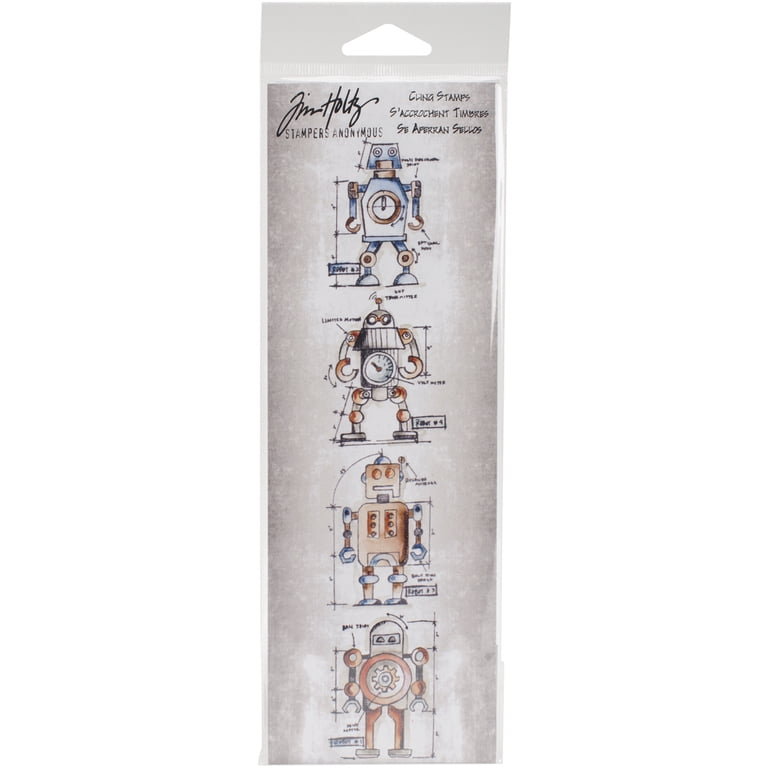 Tim Holtz Mini Blueprints Strip Cling Rubber Stamp Set – 4 Deep-Etched Stamps On 9x3" Sheet, Autumn Theme