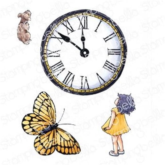 Stamping Bella Cling Stamps-Edgar And Molly's Vintage Clock Set