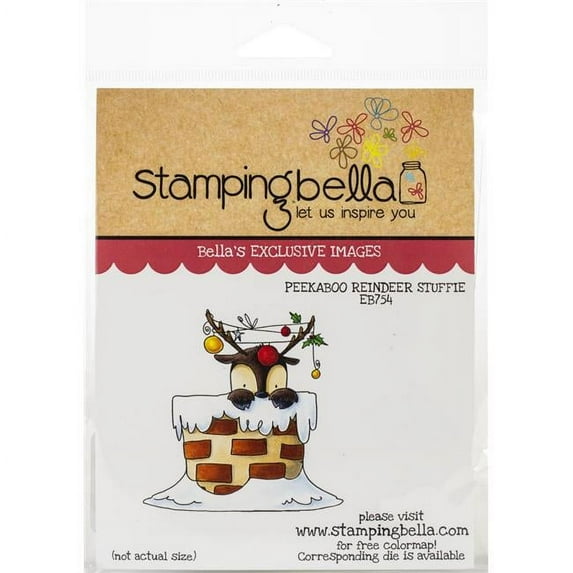 Stamping Bella EB754 5 x 4 in. Cling Stamps, Peekaboo Reindeer Stuffie