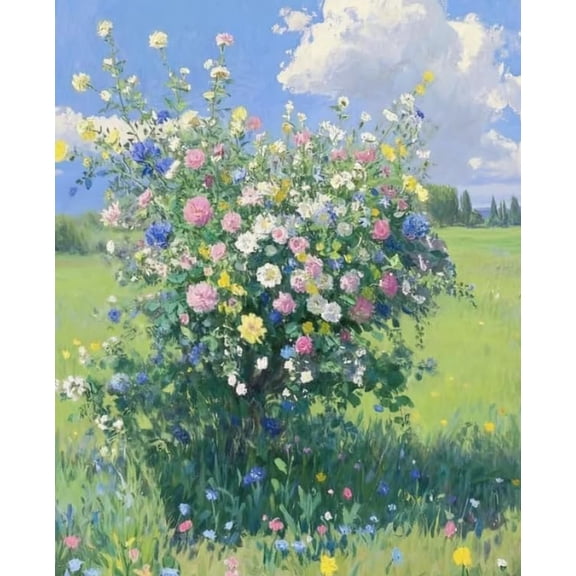 Stamping Cross Stitch Kit,Beautiful Floral Scenery Cross Stitch Kit for Adult Beginners, Full Line DIY Cross Stitch Stitching Kit for Home Decor Cross Stitch Patterns 16x20 inches
