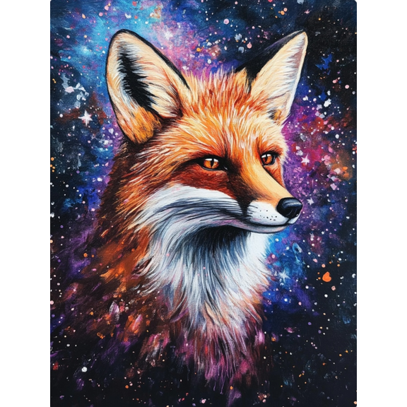 Stamping Cross Stitch Kit, Fox Beneath the Starry Sky Counting Cross Stitch Kit for Adult Beginners, Full Line DIYStitching Kit for Home Decor Cross Stitch Patterns 16x20 inches
