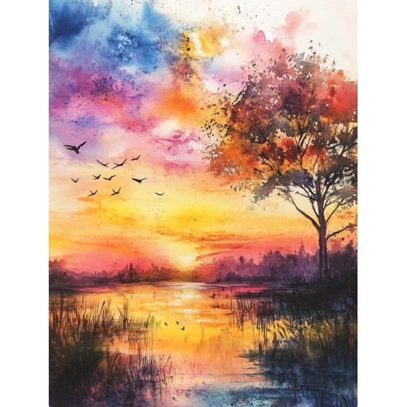 Stamping Cross Stitch Kit, Sunset Counting Cross Stitch Kit for Adult Beginners, Full Line DIY sstitching Kit for Home Decor Cross Stitch Patterns 16x20 inches