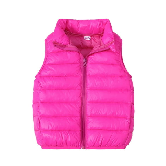 Stamzod 2-9Years Solid Color Children's Sleeveless Waistcoat Clearance Windproof Padded Clothes Jacket With Zipper Kids Fall Winter Clothes