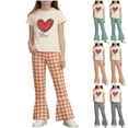 thumbnail image 1 of Stamzod 2 Piece Outfits for Girls Love Printed Short Sleeve T-Shirt and Flared Pants Lounge Set Girls Summer Clothes Black 3-4 Years, 1 of 9