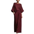 thumbnail image 1 of Stamzod 2 Piece Sets for Women Elegant formal Matching Sets Business Casual Tops Wide Leg Pants Summer Travel Vacation Outfits Wine M, 1 of 5