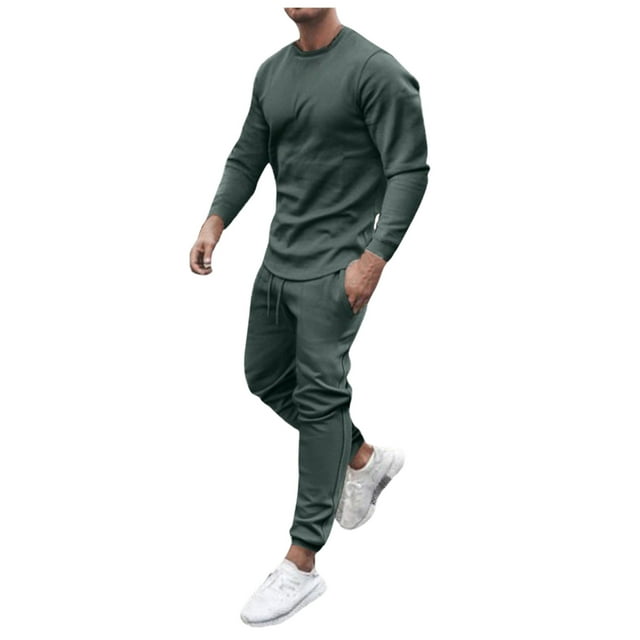 Stamzod 2023 Spring Autumn Men Tracksuit 2 Piece Set Solid Color Long ...