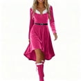 thumbnail image 1 of Stamzod 2025 Xmas Party Dresses for Women Long Sleeve Velvet Christmas Dress Holiday High Low Winter Dresses for Women 2025 Hot Pink L, 1 of 7