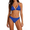 thumbnail image 1 of Stamzod 2026 Womens Polka Printed Bikini Sets Halter Cheeky Bathing Suits Back Braided Straps Triangle Bikini Swimsuit Blue-2 M, 1 of 8