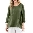 thumbnail image 1 of Stamzod 3/4 Length Sleeve Womens Tops Dressy Casual Work Shirts Beach Vacation Flowy Blouses with Pocket Green B S, 1 of 9