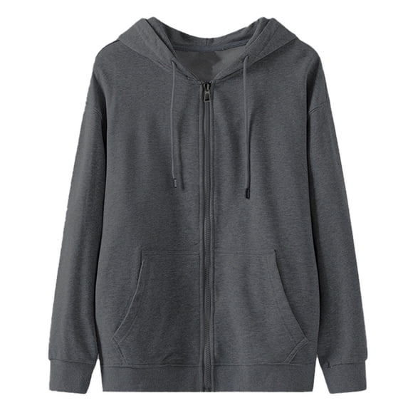 Stamzod Men's Zip Up Hoodie Fashion Solid Color Long Sleeve Hoodies for Men Spring & Fall Daily Casual Loose Workout Sweatshirt with Pocket