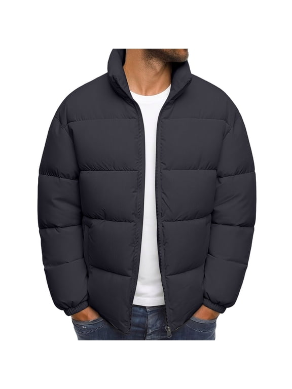 Winter Jackets for Men Casual Warm Thick Quarter Puffer Jacket Men Plus Size Full Zip Coat