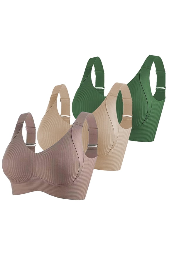 3 Pack Of Color Truekind Bras for Women Plus Size Sports Bra Full Coverage Push Up Bra Seamless Everyday Bra No Underwire Green H L