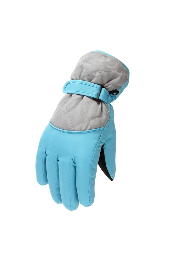 6-16 Years Kids Gloves Winter Girls Boys Ski Gloves Windproof Fleece Children Warm Gloves Sky Blue J L