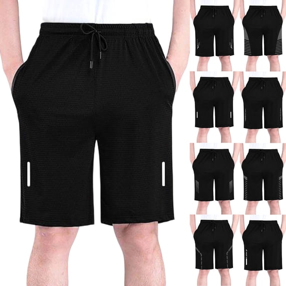 Stamzod Athletic Gym Shorts Men Basketball Running Workout Shorts with Pockets Men's Clothing Black U L