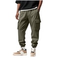 thumbnail image 1 of Stamzod Athletic Pants for Men with Pockets Solid Color Casual Stretch Waist Cargo Pants Spring & Fall Outdoor Workout Running Work Pants for Men Construction Army Green M, 1 of 8
