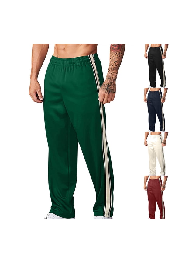Athletic Pants for Men Fashion Strip Printed Elastic Waist Sweatpants Casaul Men's Athletic Pants with Pockets Beige-4 S