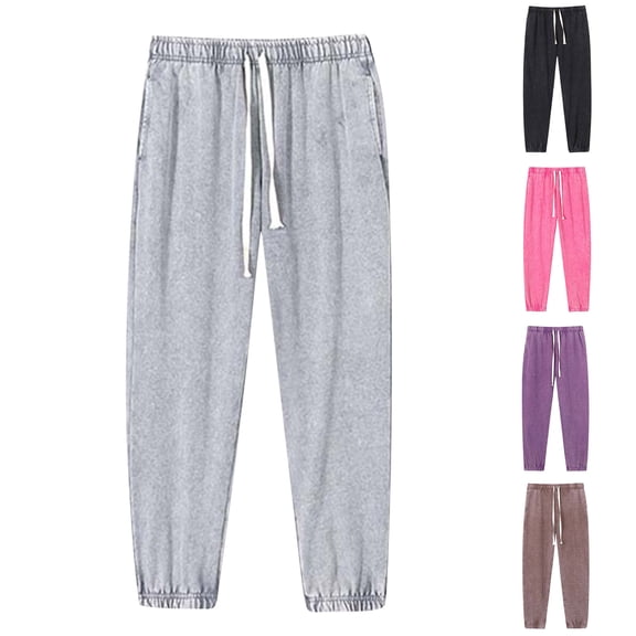 Stamzod Athletic Pants for Men Fashion Vintage Solid Color Elastic Waist Sweatpants with Pockets Casual Jogging Pants Men Clothes Brown XL