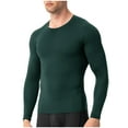 thumbnail image 1 of Stamzod Athletic Shirts for Men Fashion Solid Color Crewneck Long Sleeve Gym T-Shirts Summer Activewear Casual Slim Fit Workout Running Shirts for Men Army Green XXXL, 1 of 4