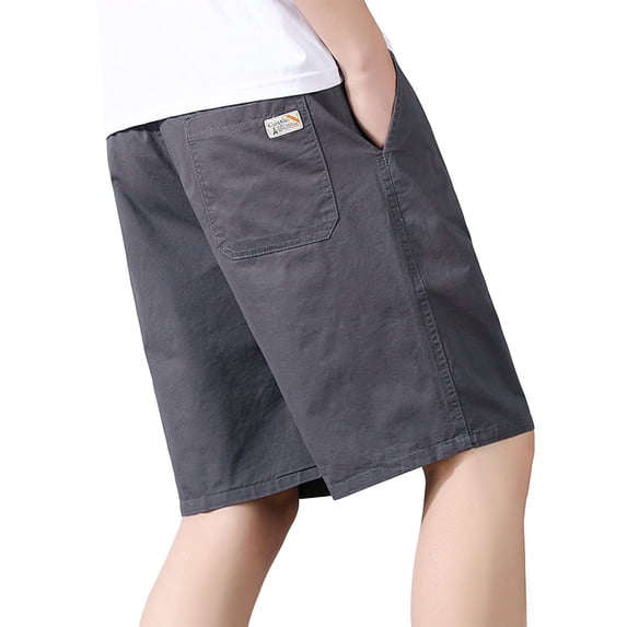Stamzod Athletic Shorts for Men Solid Color Casual Workout Cargo Shorts with Pocket Elastic Waist Summer Cotton Short Pants for Men(Available In Big & Tall) Dark Gray XL