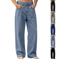 thumbnail image 1 of Stamzod Baggy Jeans Men Solid Color Straight Leg Denim Pants Loose Casual Jeans for Men, 1 of 8