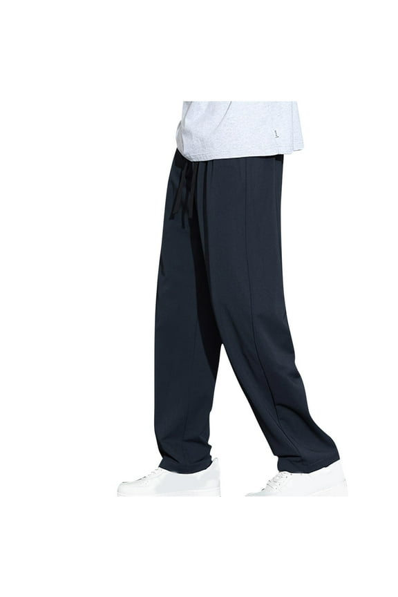 Baggy Sweatpants Men Drawstring Waist Solid Straight Lounge Trousers with Pockets Plus Size Gym Workout Athletic Pants