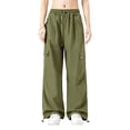 thumbnail image 1 of Stamzod Baggy Sweatpants for Women Solid Color Elastic Waist Travel Pants with Pocket Casual Outdoor Hiking Green Cargo Pants Women Activewear Army Green C XXL, 1 of 4