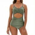 thumbnail image 1 of Stamzod Bathing Suit for Women One Piece Hollow Out Ruched Swimsuit Summer High Cut Swim Suits for Women 2026 Green T XL, 1 of 7