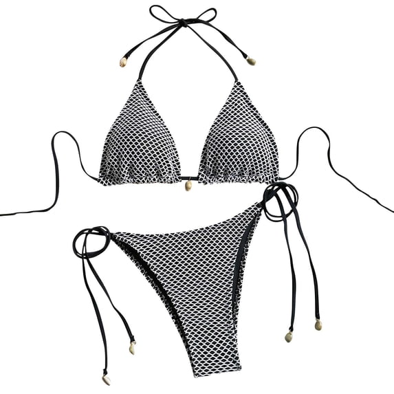 Stamzod Bikini Sets for Women 2 Piece Cheeky High Cut Bathing Suit Summer Beach Swimwear 2026 Swim Suits Black-3 L