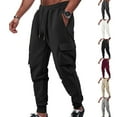 thumbnail image 1 of Stamzod Black Joggers for Men Solid Color Elastic Waist Cargo Pants with Pocket Casual Workout Sweatpants for Men Dark Gray L, 1 of 10