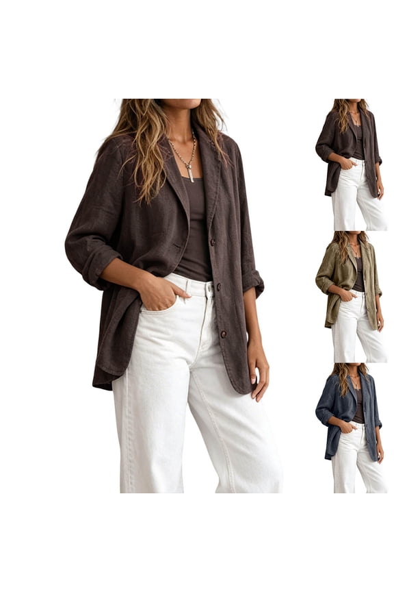 Blazers for Women Fall Lapel Long Leeve Open Front Suit Jackets Loose Casual Work Office Blazer Jacket Black XXL